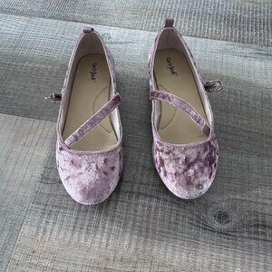Girls Blush Velvet Dress Shoes w/ Gold Buckle